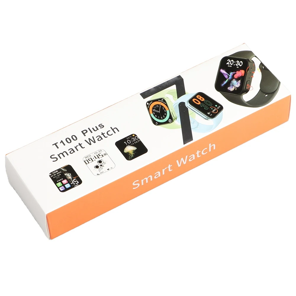 

New Watch 7 1.75 inch screen dual key heart rate temperature smartwatch BT call reloj inteligente T100 Plus Smart watch, 8 colors