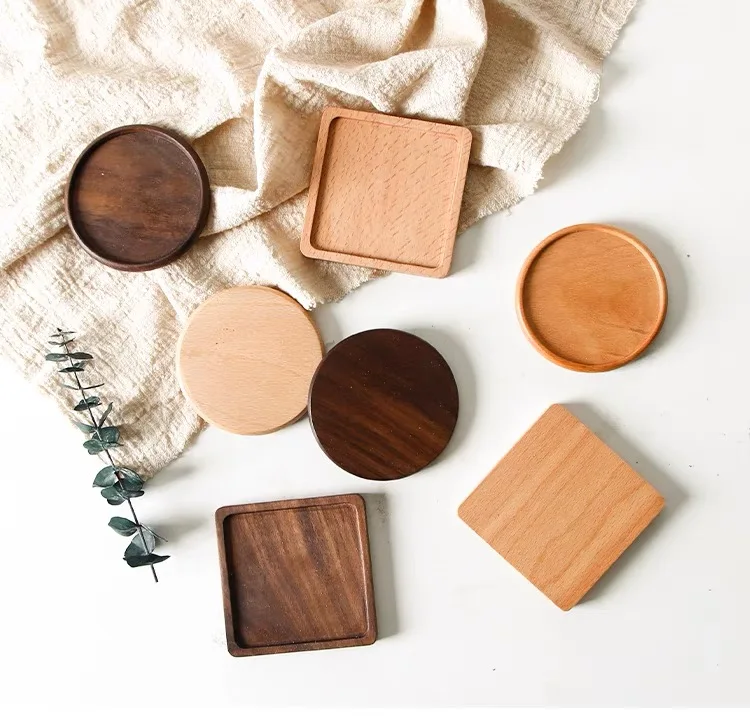 

Factory Supply Custom Pallet wood Coasters Plain Wholesale Round Blank prefinished wooden Coasters