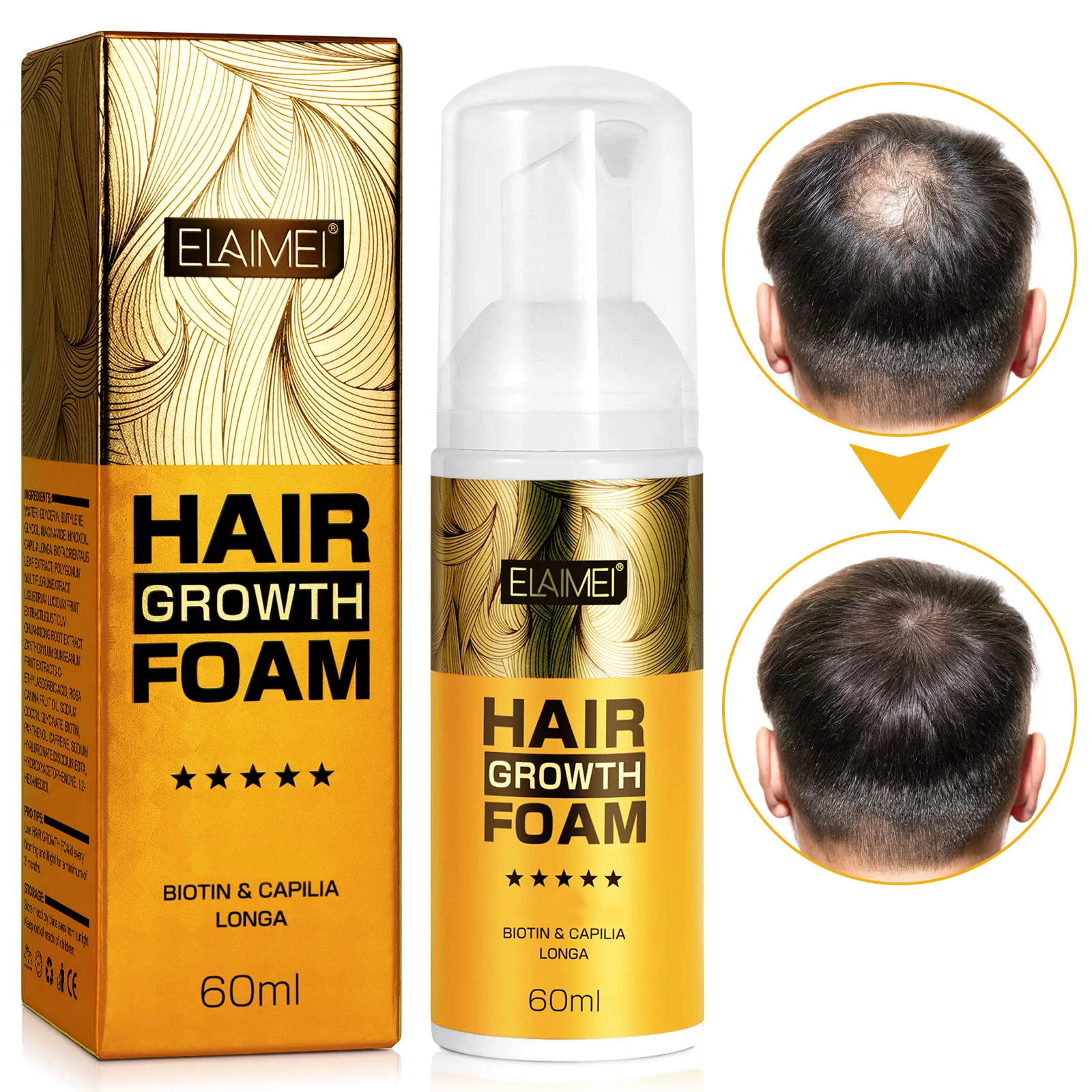 

ELAIMEI private label organic custom logo wholesale nourishing hair repairing foam hair growth moussehair mousse