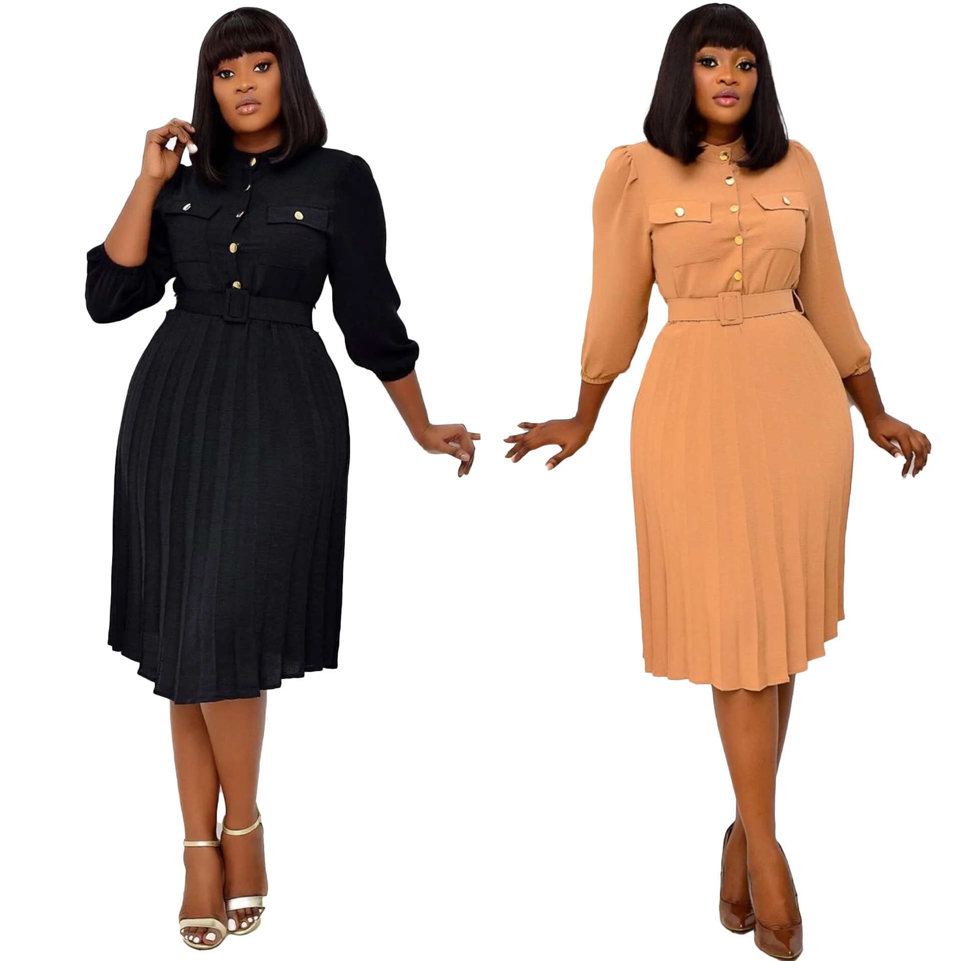 

Hot Sale Turkey Women Office Dresses Boutique Women Plus Size Dresses With Belt