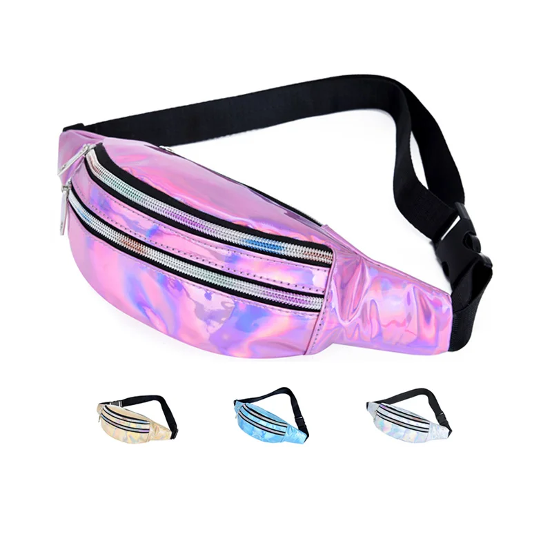 

Bauchtasche Marsupio Cangurera Laser PU Leather Hip Shining Running Waist Belt Bag