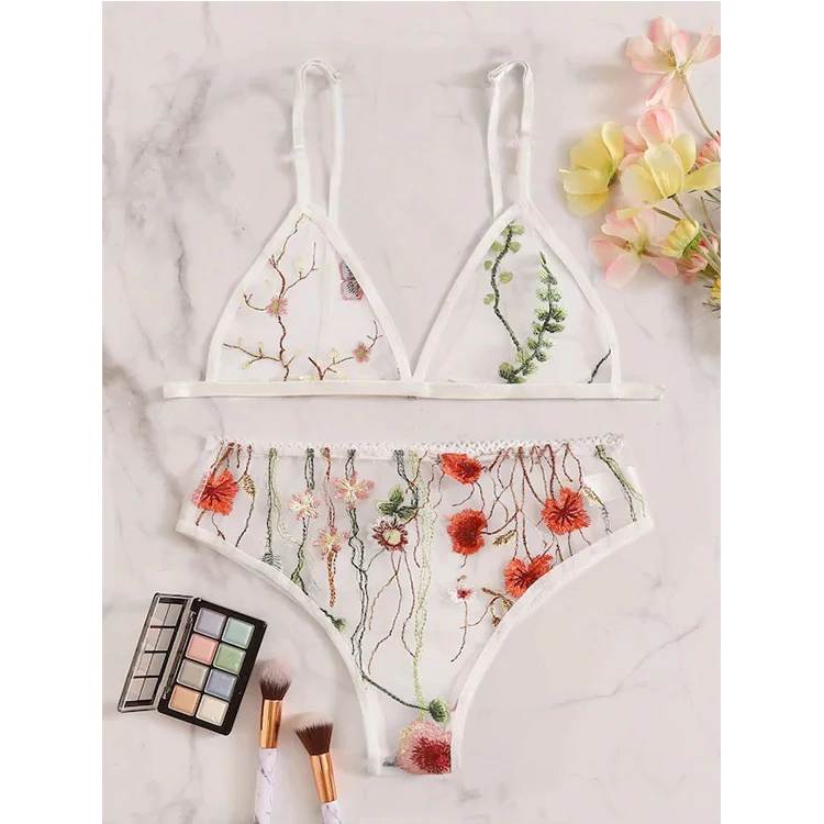 

NY-0980 New Amazon Hot Sales Female Floral Lingerie Sexy Hot Transparent