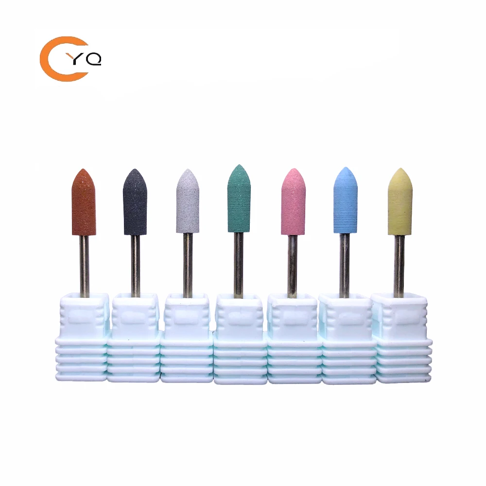 

Russian Manicure Colorful Nail Silicone Polishers Fine Buffing Nail Drill Bits, Pink/blue/yellow/red/green/silver/black