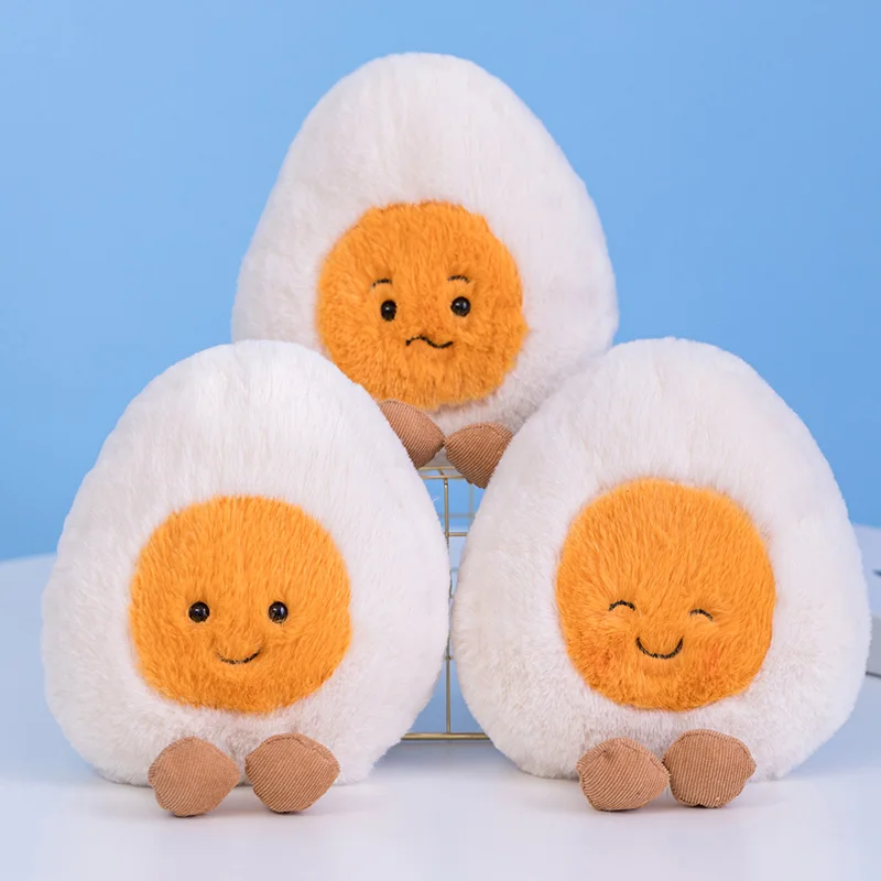 

23cm Fluffy Super Soft Boiled Egg Plush Toy Custom Emotions Stuffed Food Plush Toys