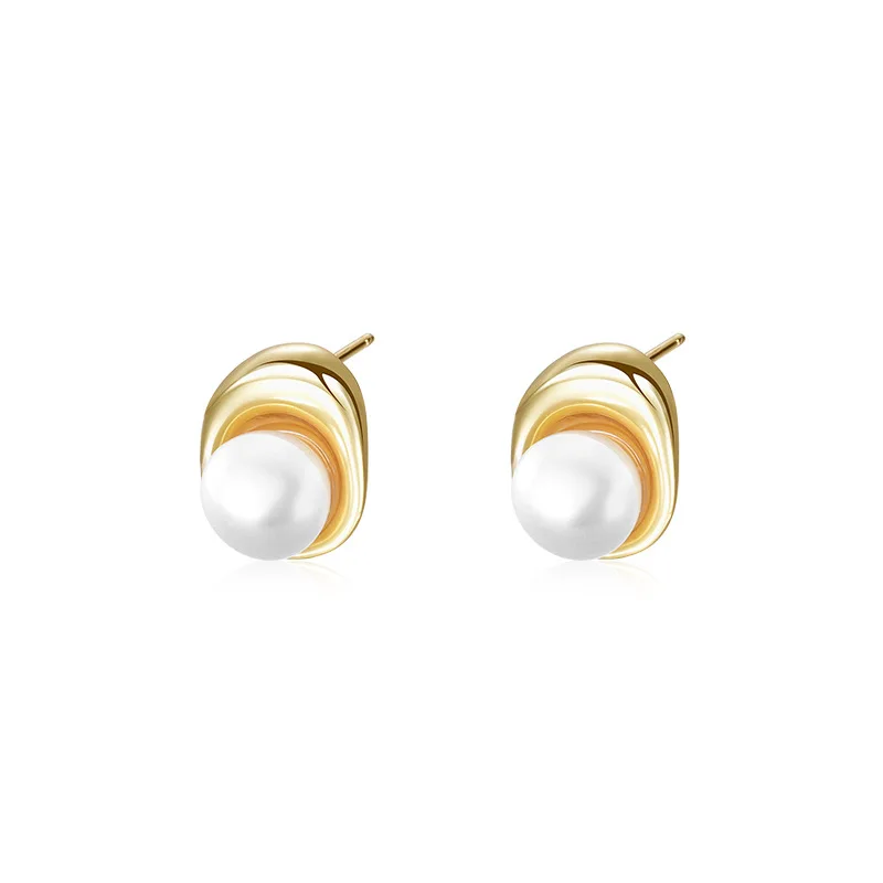 

VIANRLA ELEGANT WILLOW SINGLE PEARL STUD EARRINGS Pearl 925 sterling silver dainty wedding earrings