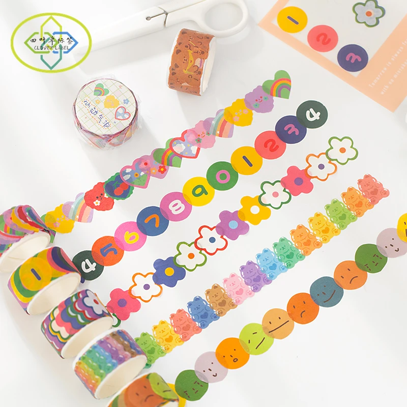 

100pcs/roll Cartoon Animals Washi Tapes Vintage Masking Tapes Stickers Decorative Scrapbook Washi Tape