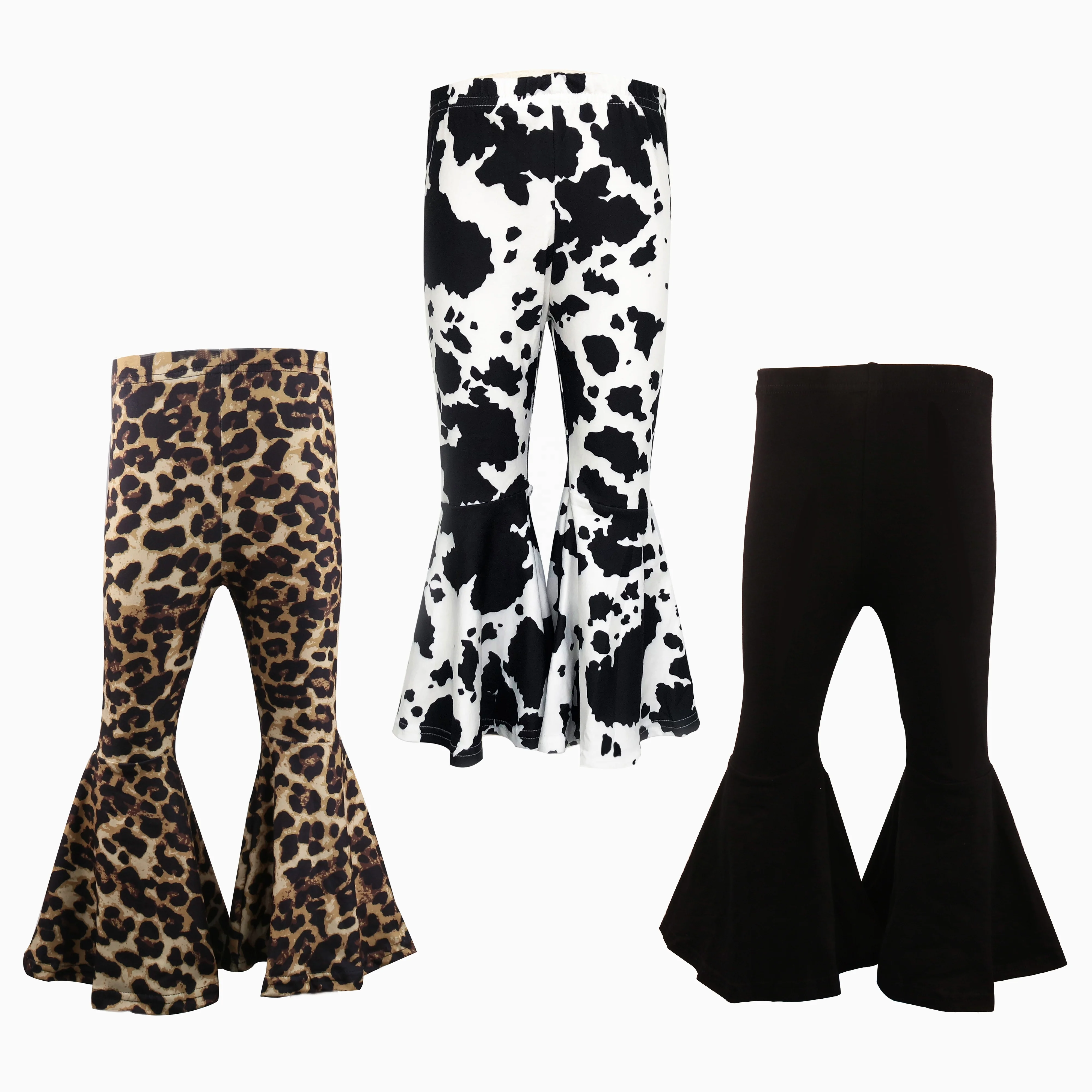 

Milk Silk Cow Leopard Print Bell Bottom Baby Girls Flare Pants Kids Clothing