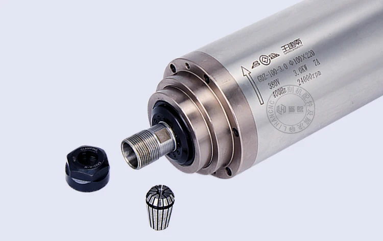 100mm diameter 3kw  water cooled spindle motor  with collect ER20 for cnc router