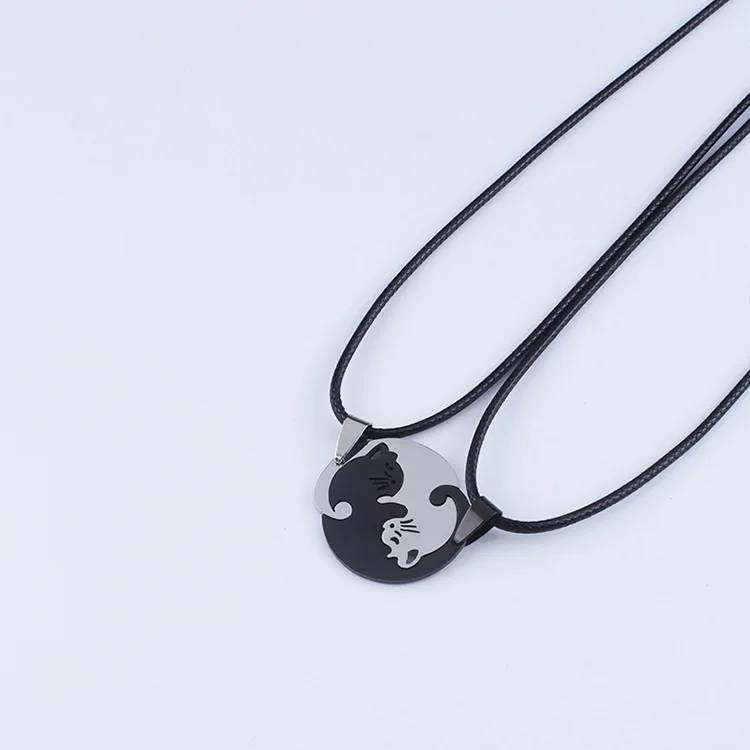 

SC New Style Trendy Stainless Steel Rope Necklace Fashion Boys Girls Key Cat Necklace Creative Heart Couple Necklace for Girls