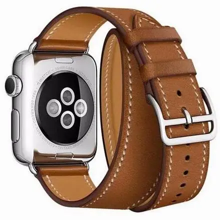 

Double Tour Extra Long Leather loop Strap for iwatch for Apple Watch band 38mm 42mm 40mm 44mm Series6 5 4 2 3 1, 14 colors