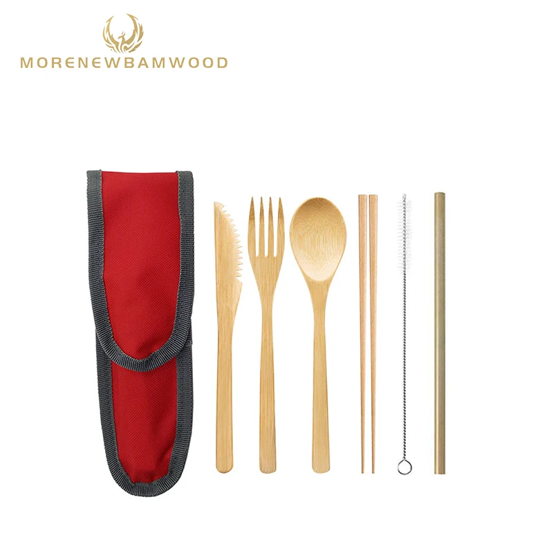 

Necessary bamboo cutlery with Metal buckle for mountaineering, bamboo cutlery for camping
