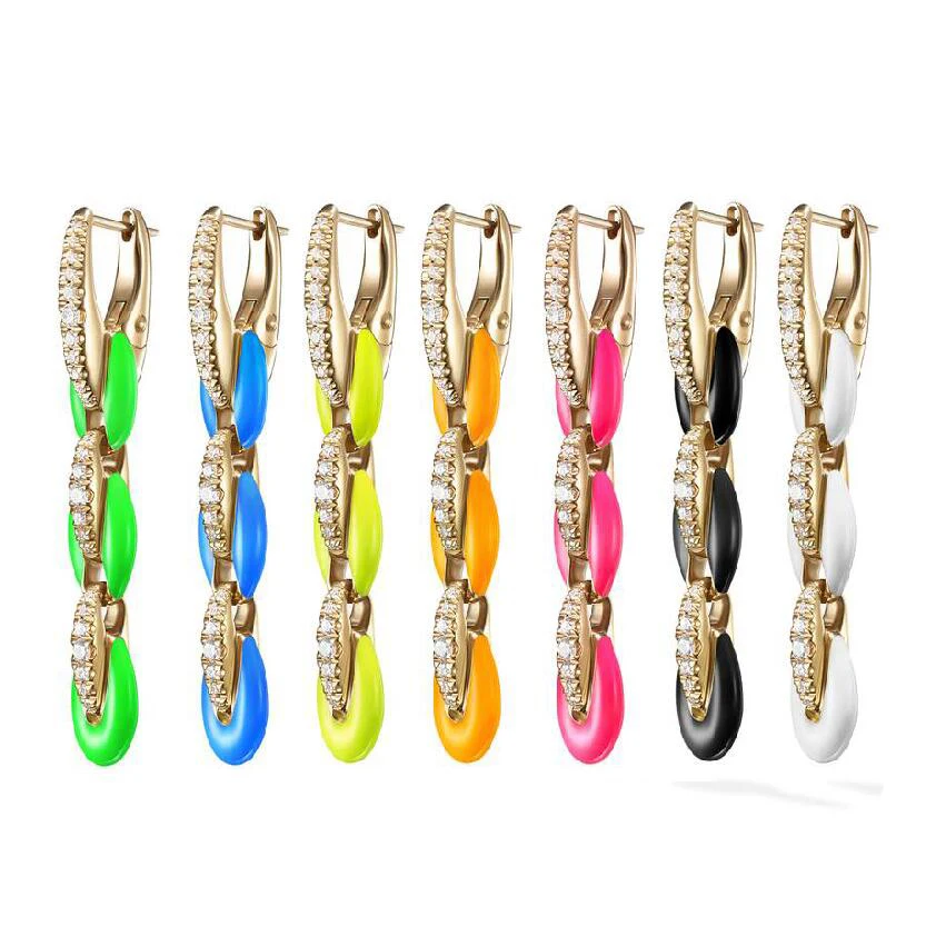 

2021 spring Summer new jewelry candy Neon Enamel colorful coffee beads dangle drop earring, Picture
