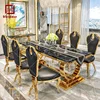 Furniture table for dinner dubai gold rectangle luxury 8 Seater marble dinning set table