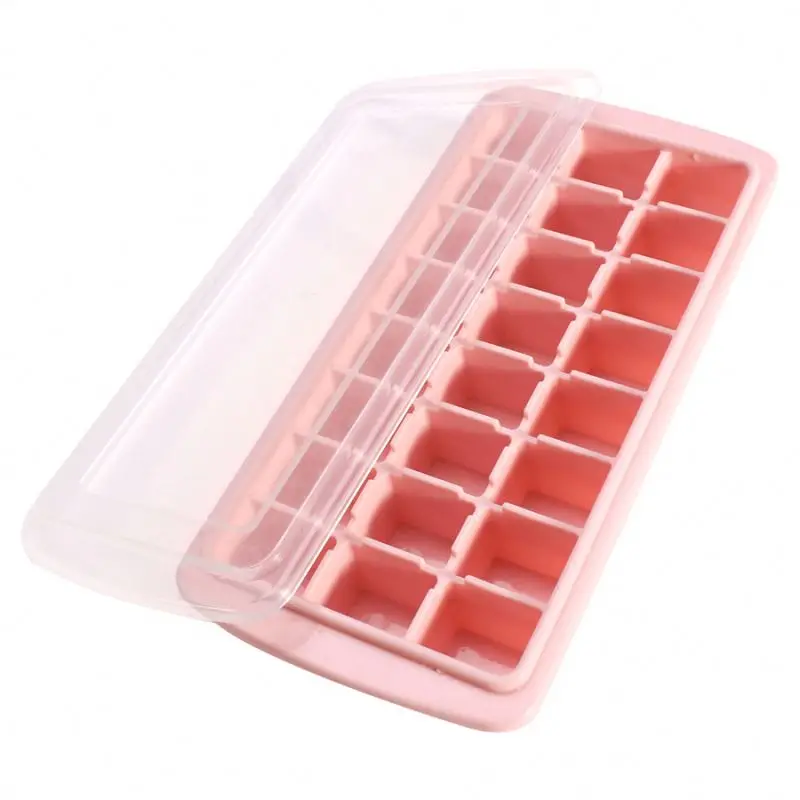 

BPA Free 24 Grids Silicone Ice Cube Tray with Removable Lids Ice Cube Mold Whiskey Cocktails Fruits Mold, Pink/blue/green