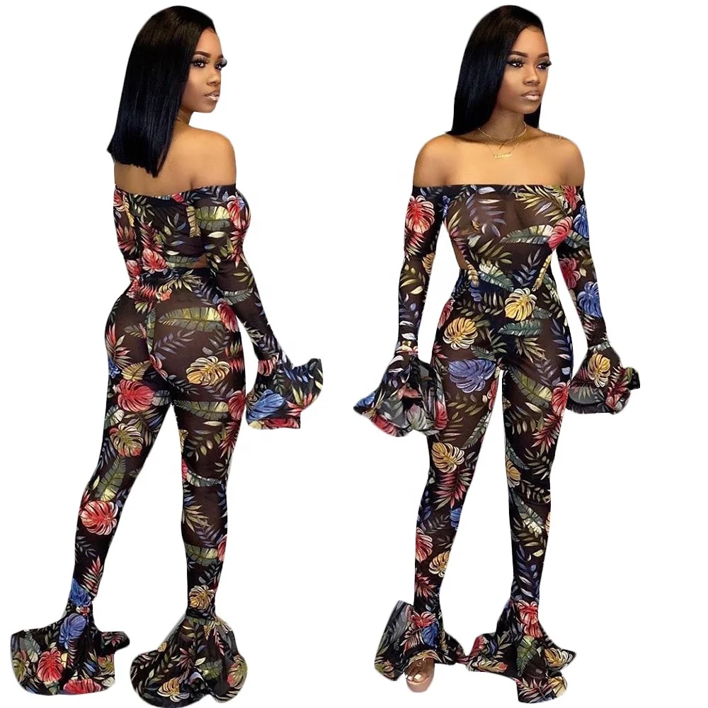 

B51169A Newest women sexy strapless flower printing slim jumpsuit, Show