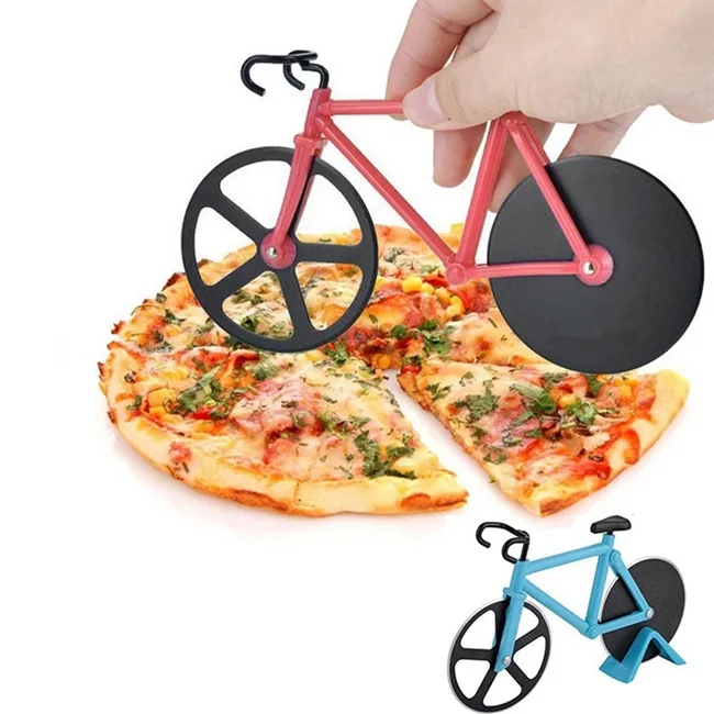 

Dropshipping Kitchen Gadget Dual Cutting Wheels Stainless Steel Bicycle Bike Slicer Wheel Pizza Cutter