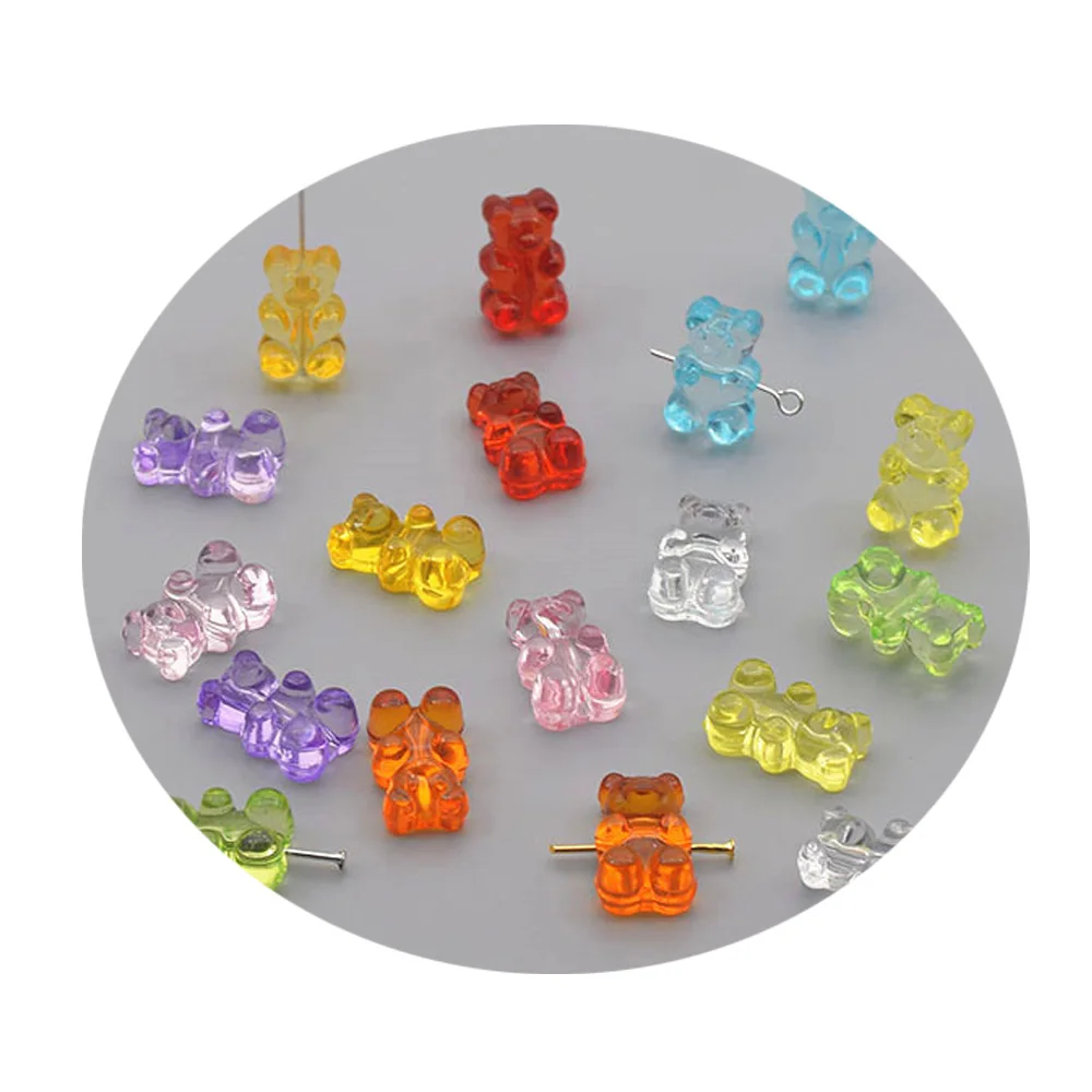 

Cute Transparent Resin Gummy Bear Beads For Necklace Bracelet Earrings Jewelry Diy Findings Resin Bear Christmas Gift, Mixed color or single color