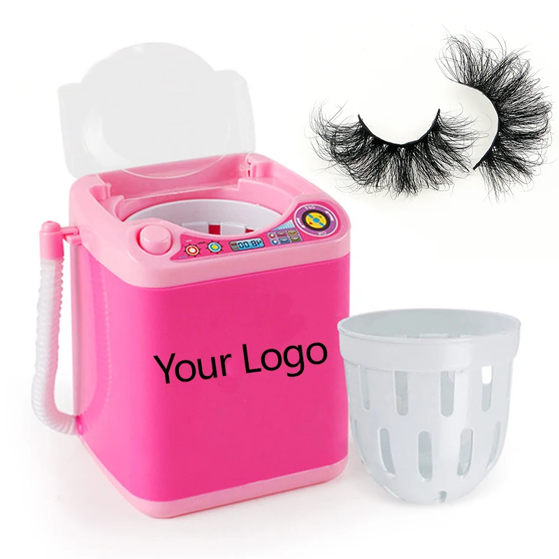 

vendor lash washing machine 8d mink eyelashes 25mm mink lashes laundry eyelash washer, Pink