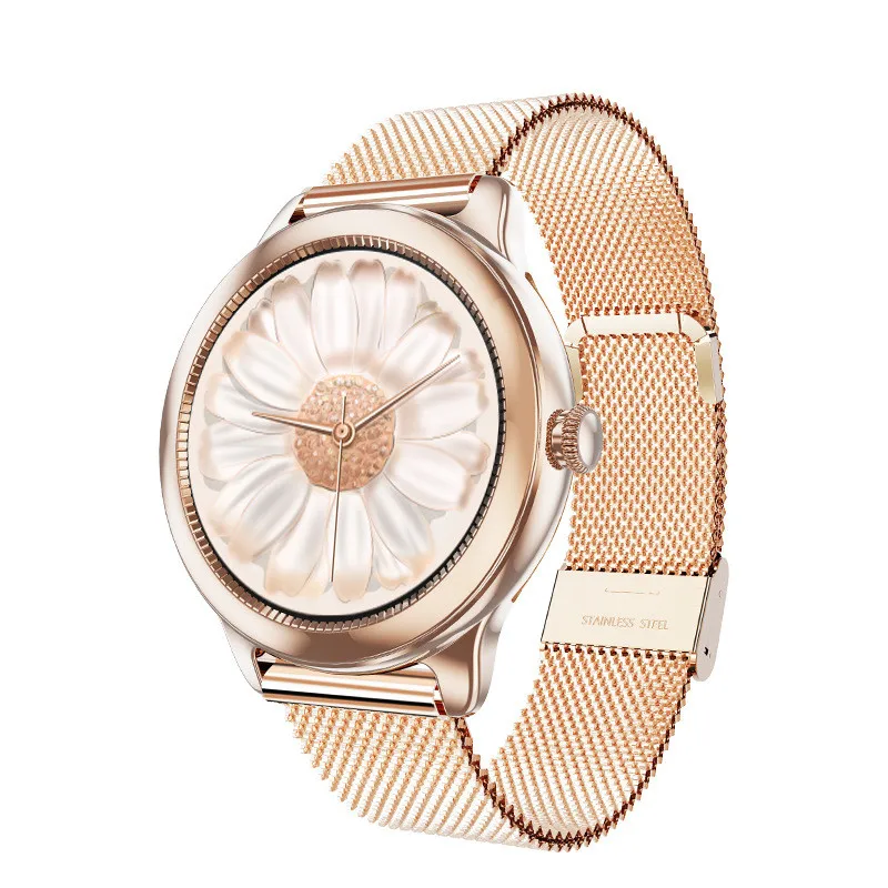 

1.1 Inch Women Ladies Female Smartwatch 24 Sports Mode Health Care Pulse BP SPO2 Menstruation Reminder B8P Smart Watch, Gold silver