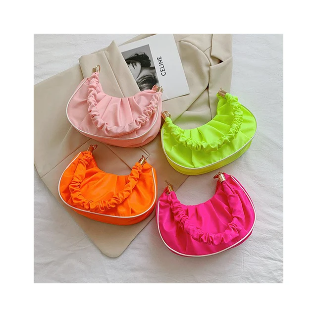 

Nylon Pleated Cloud Bag Cute Solid Color Underarm Ruched Shoulder Bags Casual Soft Purses Bag/, As pitcure
