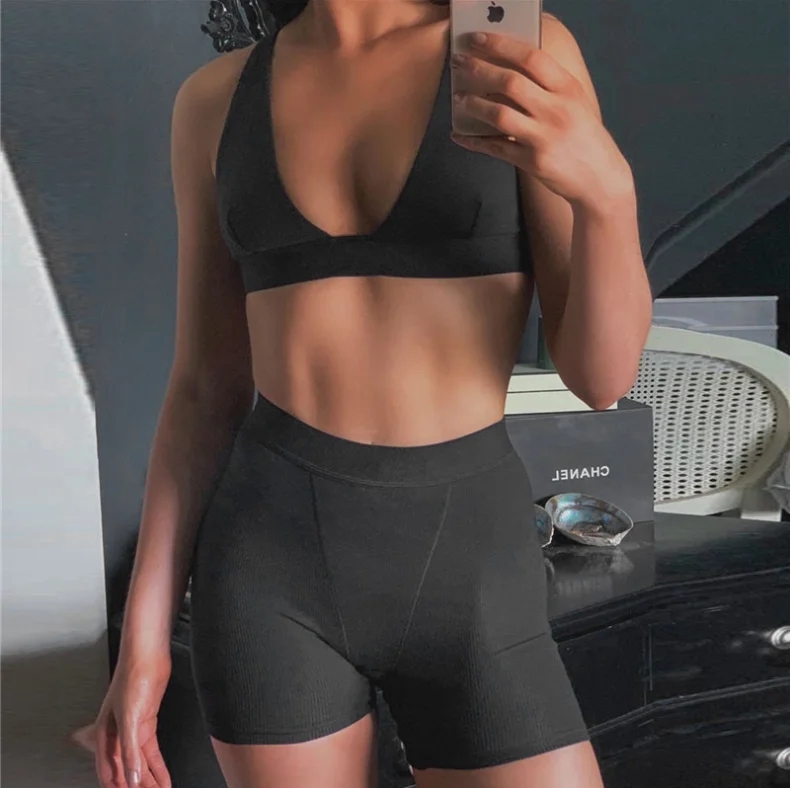 

Custom Logo High Quality Women Breathable Comfy Knit Cotton Bra and Shorts Blank Underwear Bra Brief Sets fashion