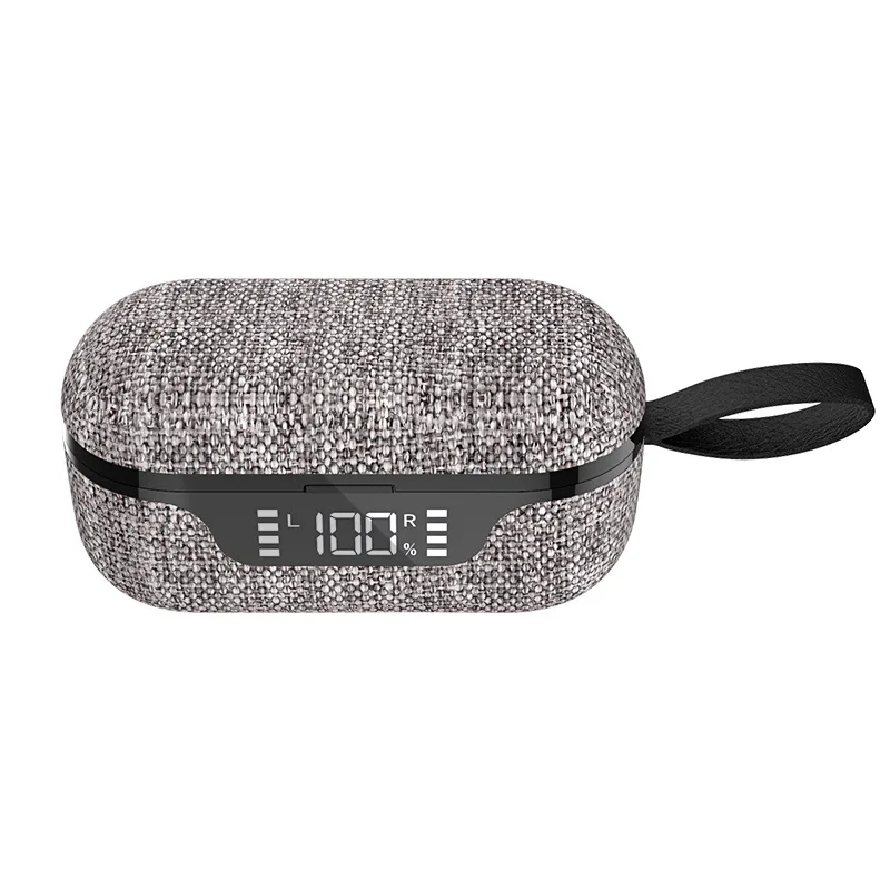 

LED display TWS 5.0 Earbuds with fabric cover charging case