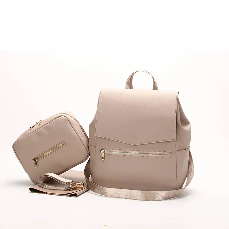 

shopify popular pu leather diaper bag backpack changing bag with clutch bag and stroller straps, Customized colors