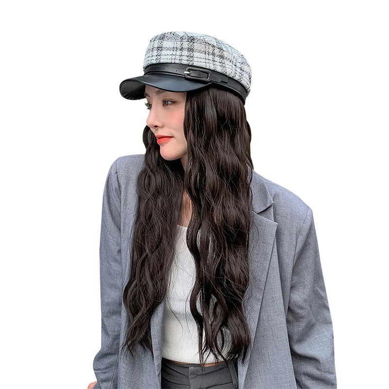 

America Foreign Trade Supply Detachable Long Straight Curly Hairpiece Outdoor Wigs With Hats