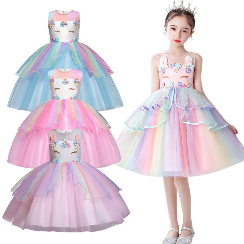 

Carnival Cosplay Baby Birthday Dresses Christmas Wedding Princess Dresses Halloween Fancy Unicorn Dress Costumes, As picture