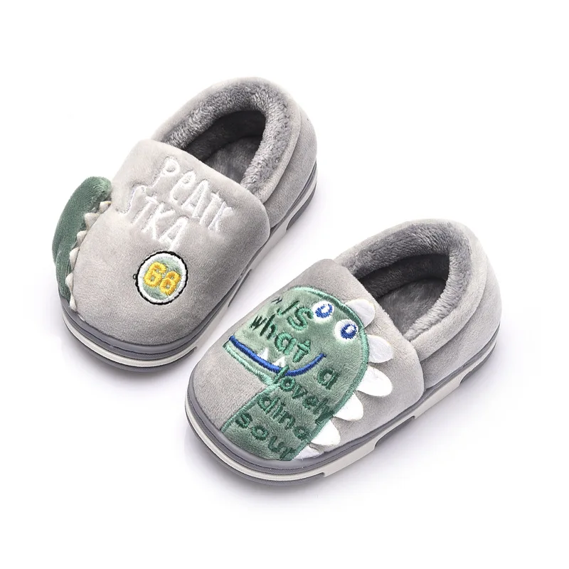 

Autumn and winter children's new cartoon dinosaur cotton slipper bag heel wear resistant soft sole warm bag heel 1-3 years old