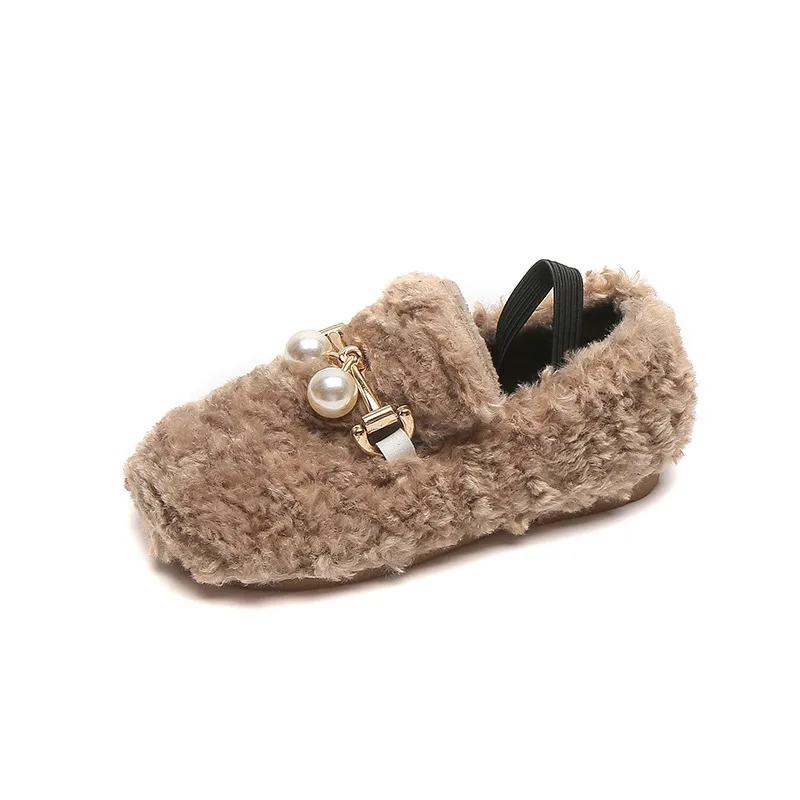 

CALICOKIKI HOT Winter Plus Velvet Girls Pearl Beanie Shoes Warm Cotton Shoes Soft Sole, Picture shows