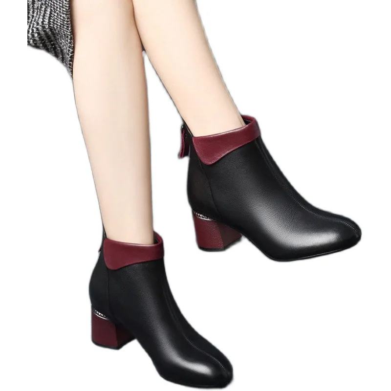 

Winter Fashion All Match women boots Shoes Waterproof Platform Thick Heel Plus Velvet Zipper Designer Martin Boot