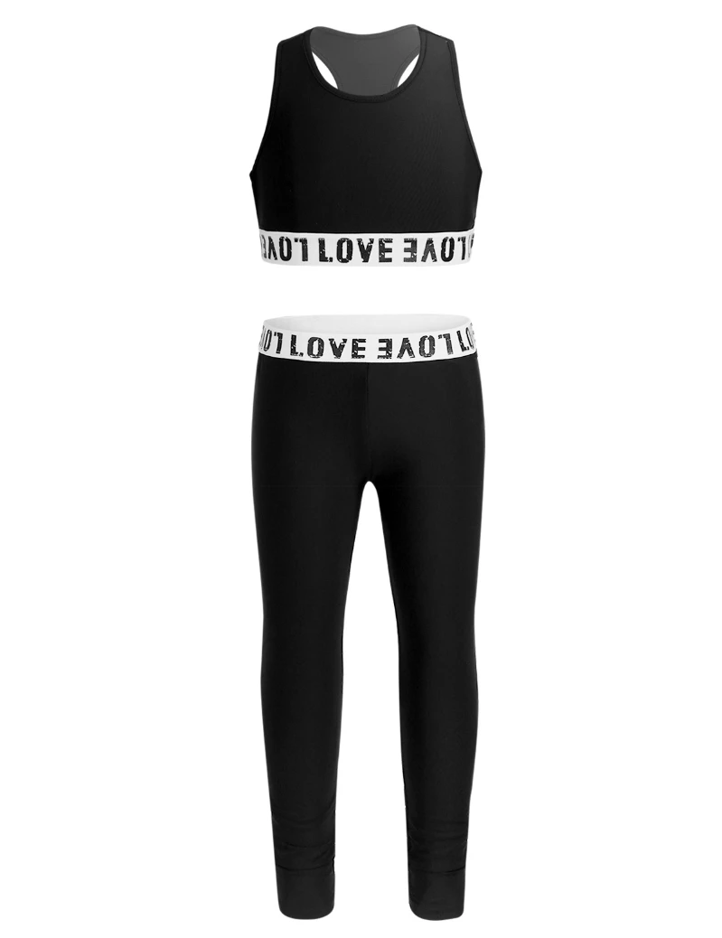 

iEFiEL Kids Girls Two Pieces Athletic Outfit Sleeveless Sports Bra Crop Top with Leggings Dance Gym Sports Inner Wear for Girls