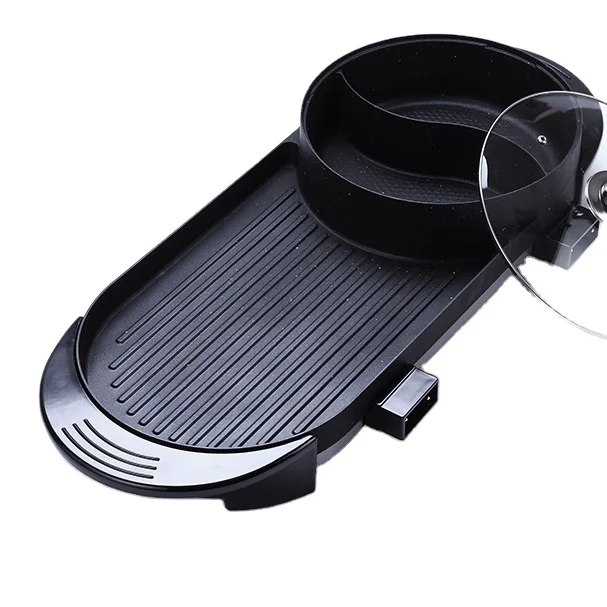 

Happiness long shabu-shabu-in-one pan shabu-shabu-electric barbecue pot does not touch the smokeless electric baking pan, Black magic pan