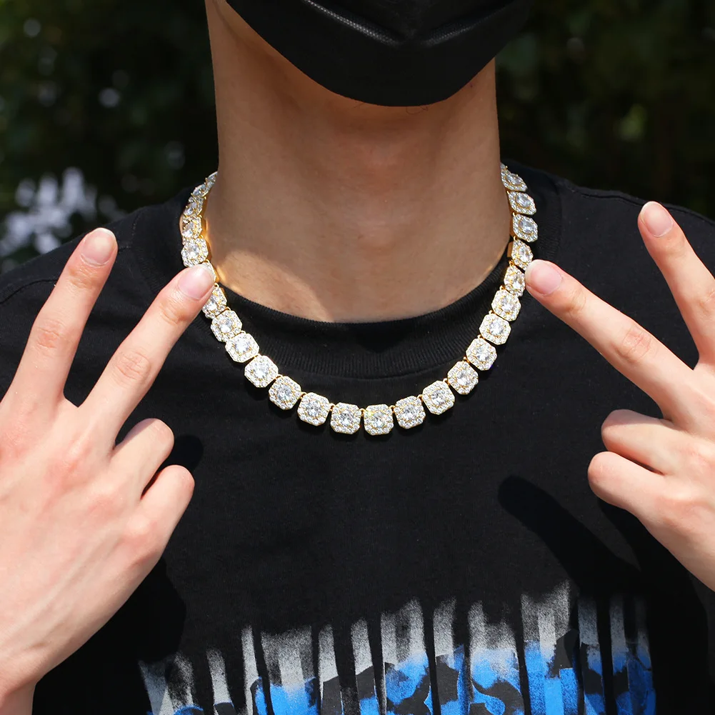 

hip hop full diamond zircon tennis chain ice out sublimation rhinestone ying yangs necklace