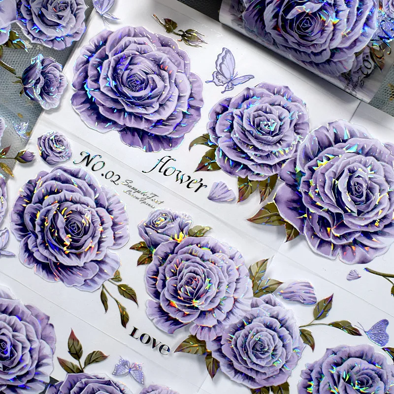 

2M/Roll Flower Flower Decoration Creative Handmade Collage Handbook Material Wholesale Handbook Special Material Rose Pet Tape