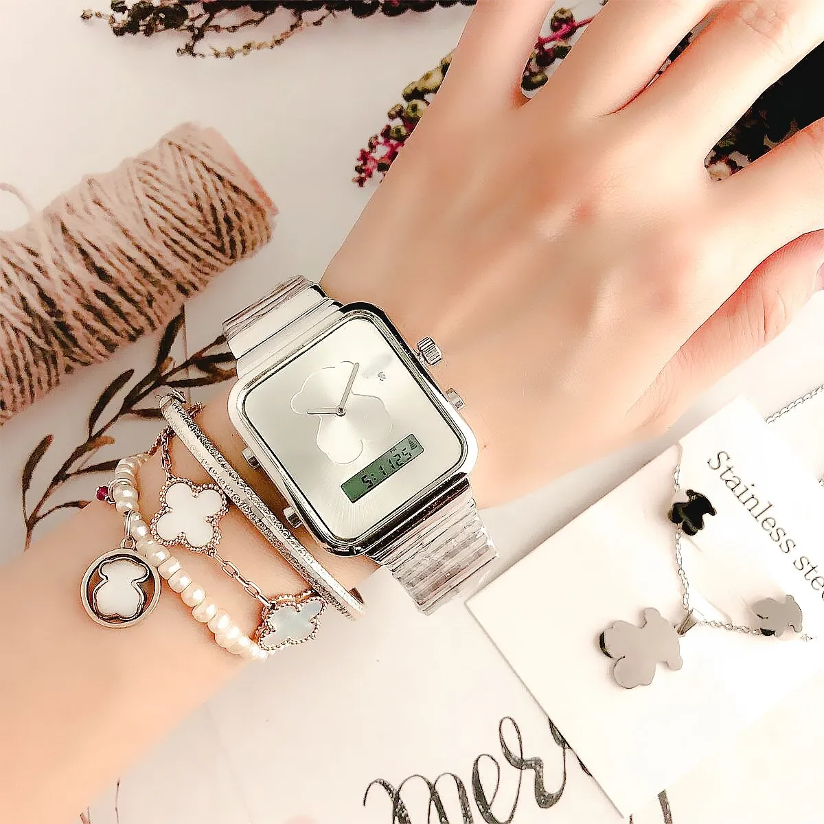 

women wristwatch digital quartz bracelet stud earing necklace set watch mens watches brands with price wristwatches luxury, Customized colors