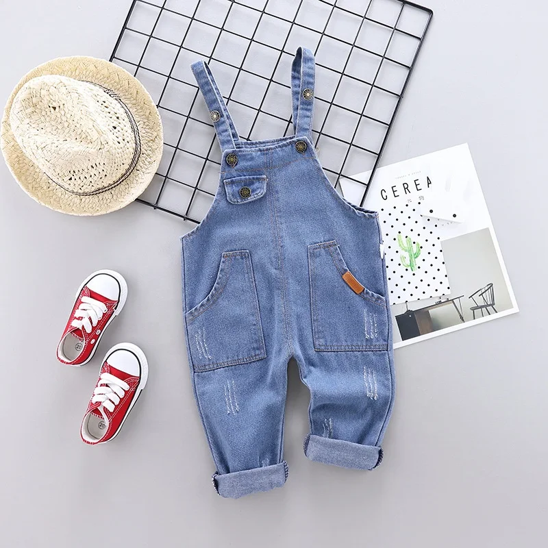 

Summer Children Kids Little Girls Denim Overalls Boys Jeans Cotton Denim Baby Girl Jumpsuit Casual Loose Overalls, As picture