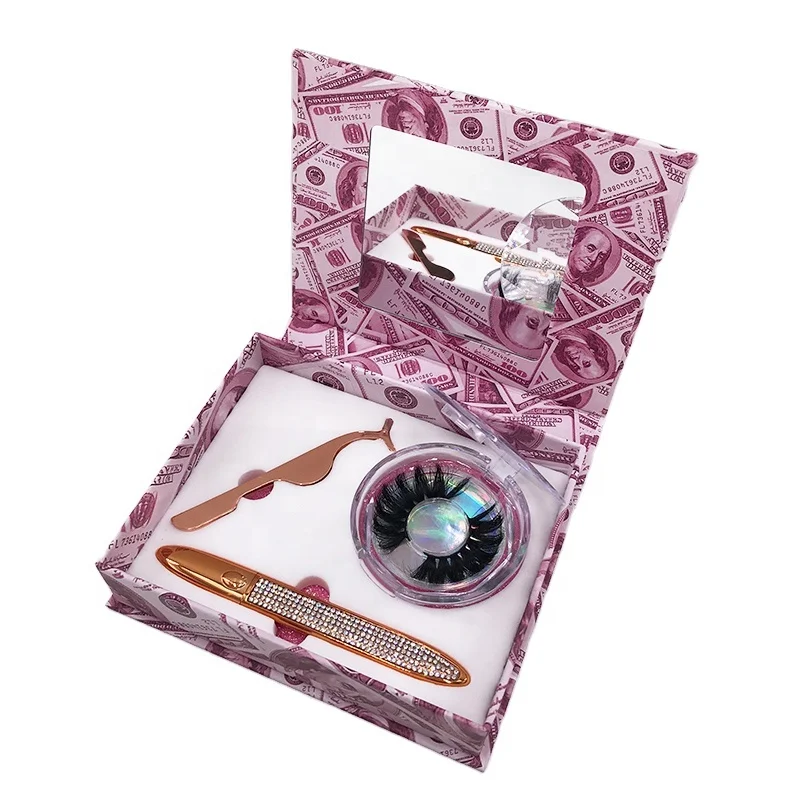 

OEM Boite Cil Marbre Pink Unique Square Luxury Empty Glitter Custom Marble Magnetic Mirror False Eyelash Box Packaging With Logo