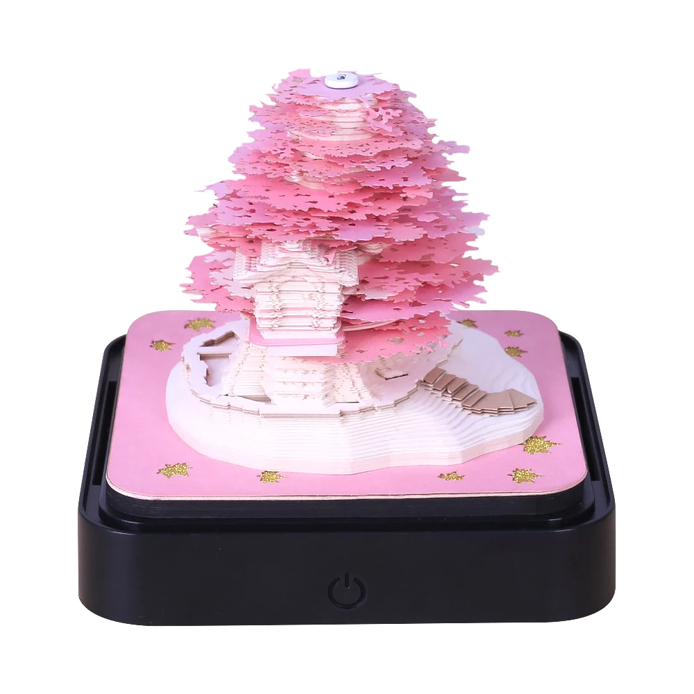 Custom Logo Sticky Notes 3D Memo Note Pad with Pen Holder Tree House Calender Gift for Kids Children Student Back to School