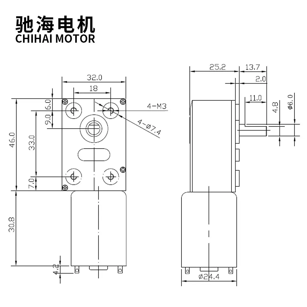 CHW-GW4632-370 DC6V 12V low speed high torque 90 degree right angle ...