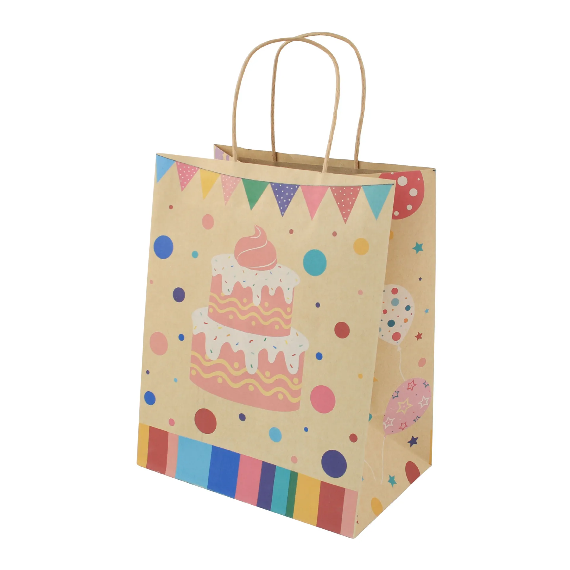 

Damai Paper Bags Happy Birthday Kraft Paper Gift Bag for Party Paper Bags with Handle Party Decoration