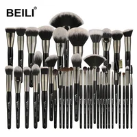 

USA Free Shipping BEILI 40PCS Professional Black Makeup Brushes Set Kits Wood Handle Box Packing Accept Private Label Customize