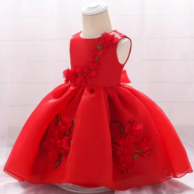 

2020 summer Organza newborn baby dress flower girl wedding dress 1 years puff princess baby kids frock designs girl dress