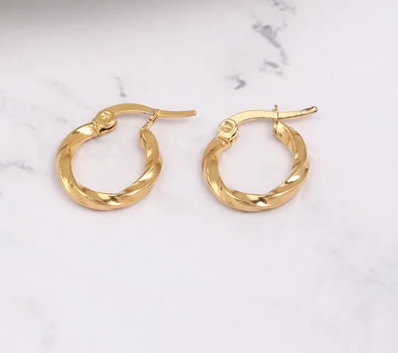 

Jachon 14K Gold Filled Tiny Hammered Hoop Earring Huggie Hoops Earrings