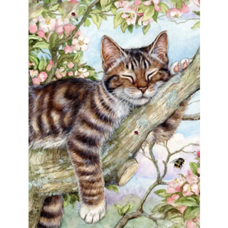 Good Price Huacan 5d Diamond Art Painting Kits Cat Animal Wholesale Diamond Mosaic Full Tree Modern Fashion