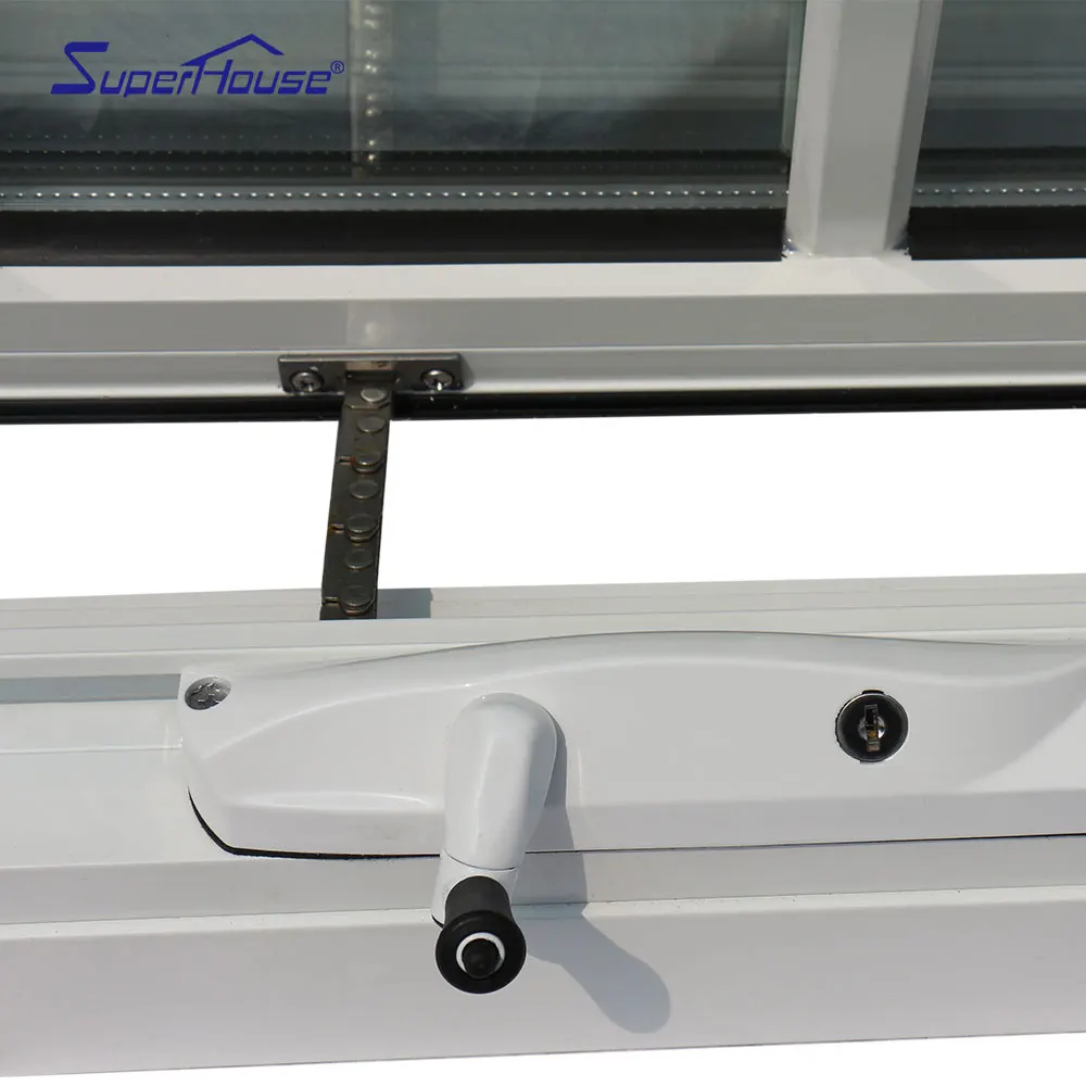 Australia chain winder with aluminum grill double toughened glass awning window