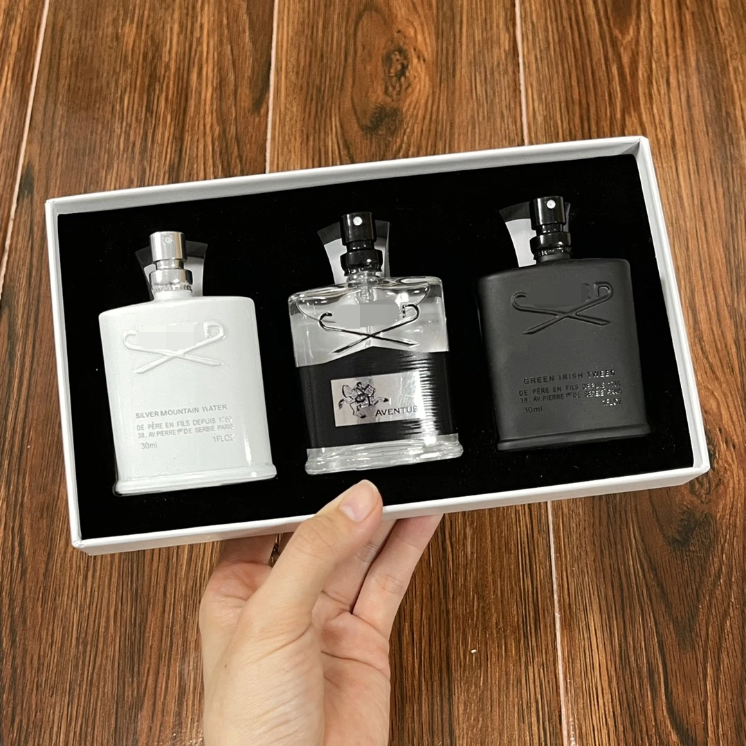 

3 in1 set creed perfume aventus + green + silver mountain water inbox, Transparent