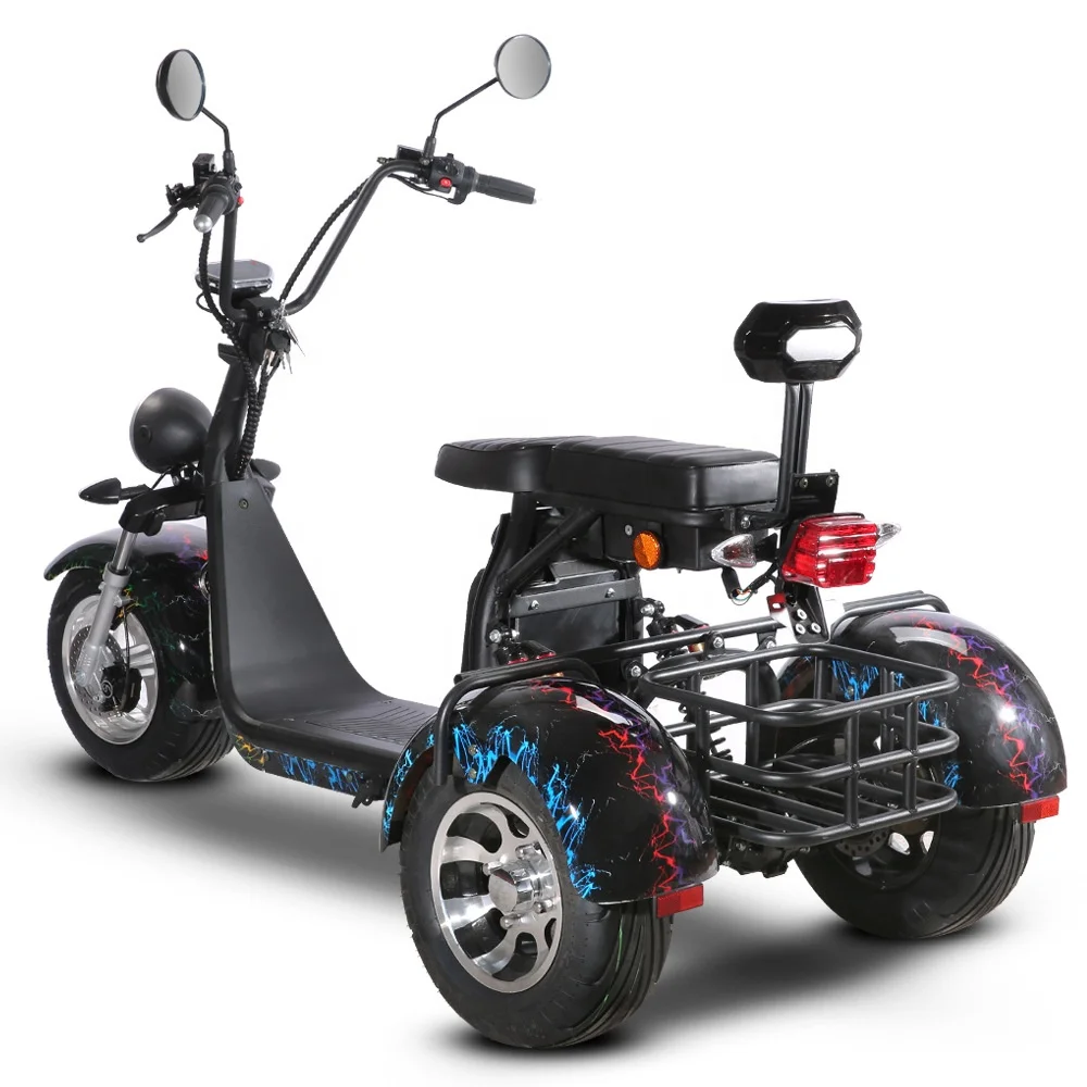 

EEC COC European Stock Electric Scooters Three Wheel Electrico 2000W 8inch Sports Citycoco Motorcycles for Food Delivery, Black, red, yellow, blue, pink, green