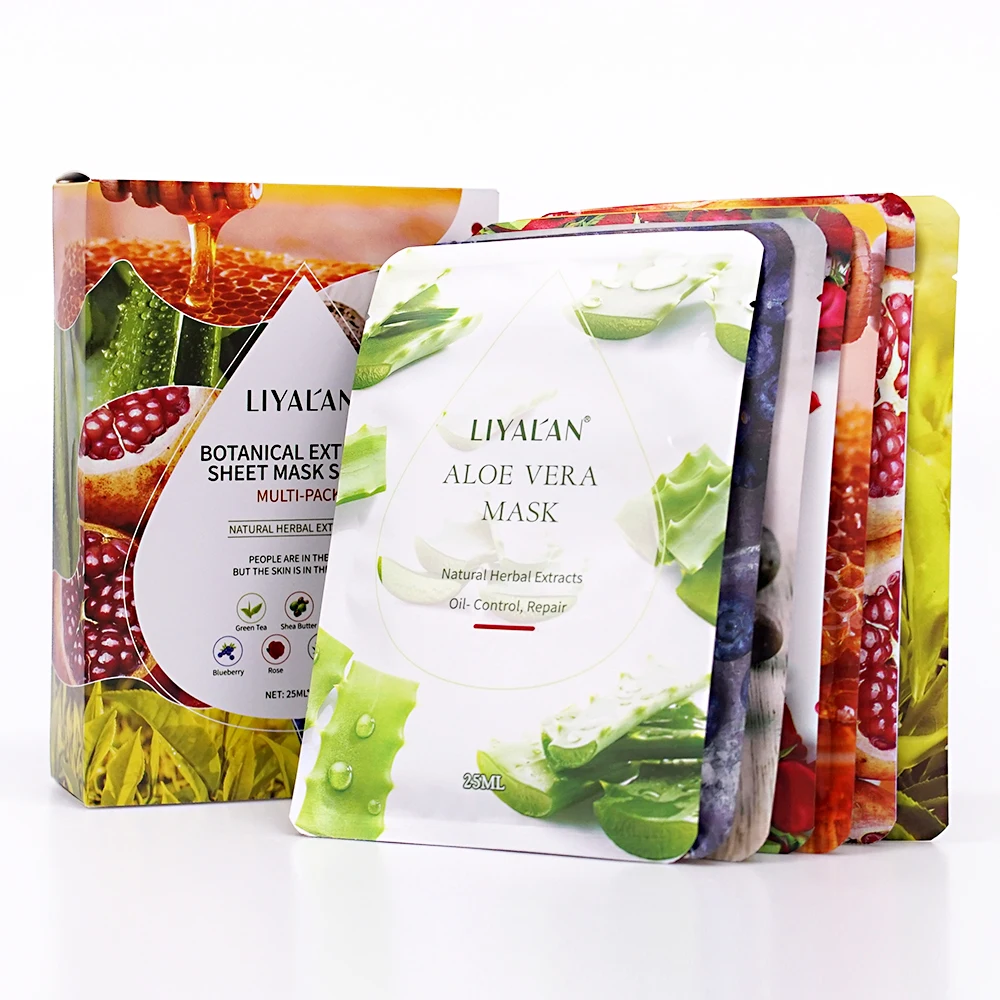 

Private Label 7pcs Face Skin Care Sheet Mask Natural Organic Fruit Vitamin C Whitening Sheet Facial Mask Set